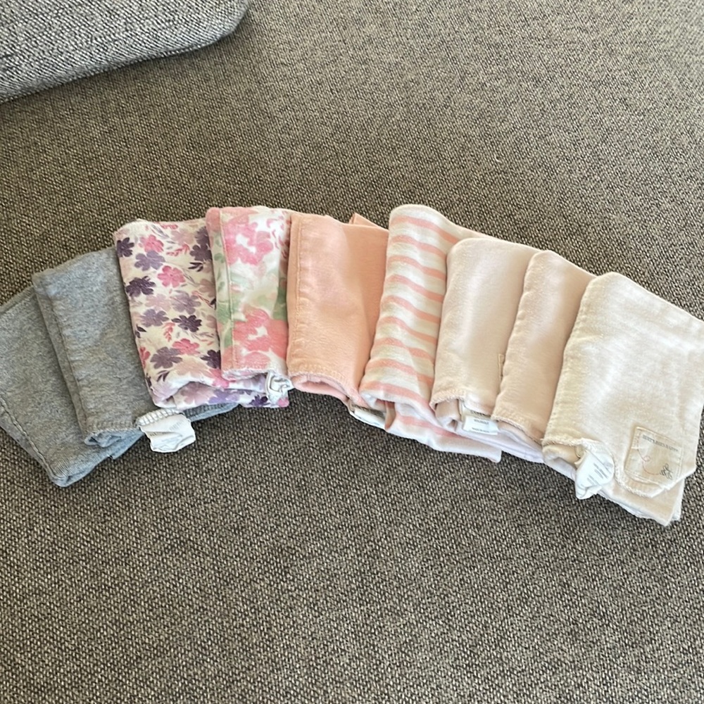 Buts bees assorted organic burn cloths.